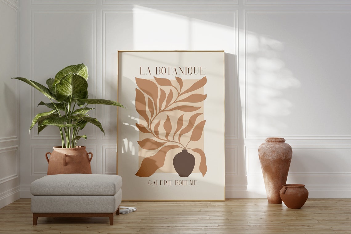 La Botanique Terracotta Leaves Vase Boho Gallery Exhibition Poster - Image 3