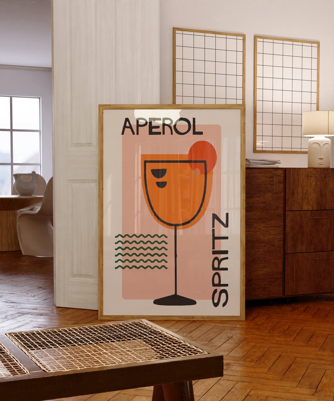 Aperol Spritz Cocktail Minimalist Retro Kitchen Bar Decor Poster - Image 5