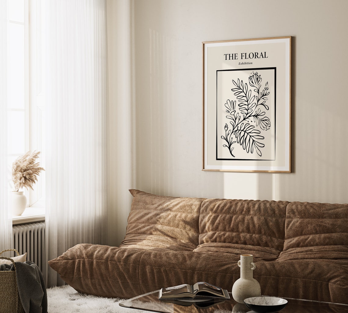 The Floral Exhibition Black Line Botanical Drawing Gallery Poster - Image 3