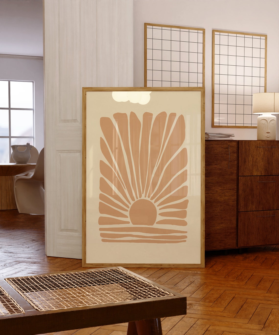 Terracotta Rising Sun Radiating Rays Minimalist Boho Art Poster - Image 5