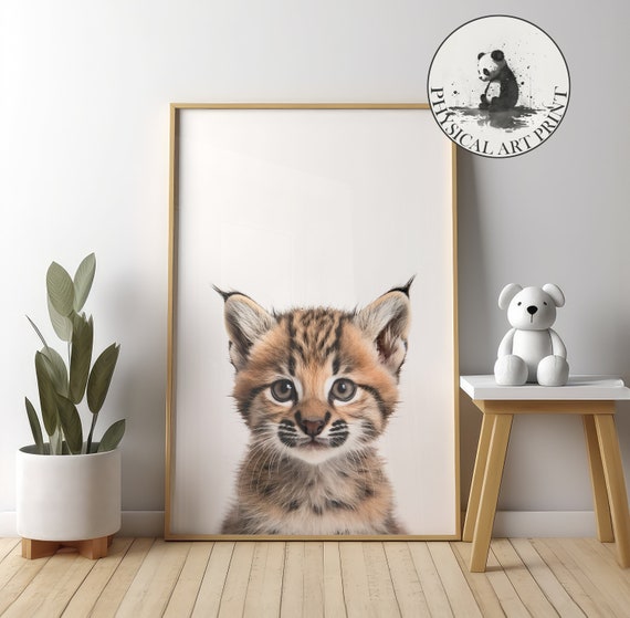Baby Bobcat Nursery Animal Illustration Art Print