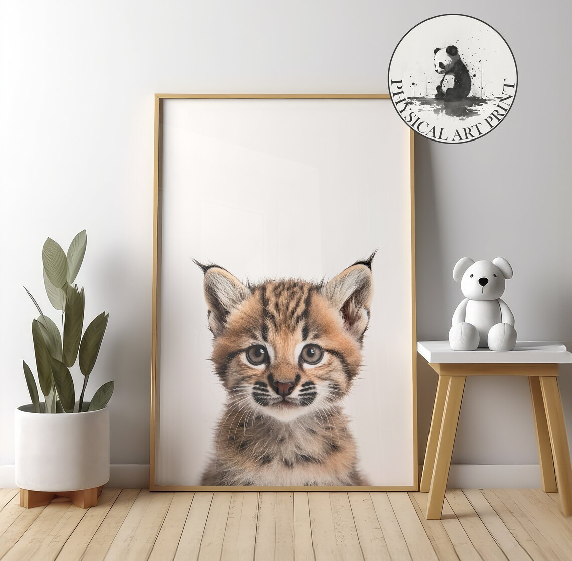 Baby Bobcat Nursery Animal Illustration Art Print