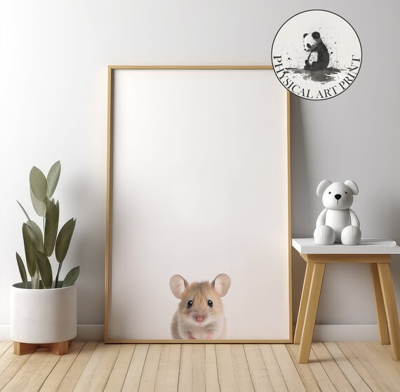 Peeking Field Mouse Cute Close-Up Sweet Nursery Animal Wall Poster