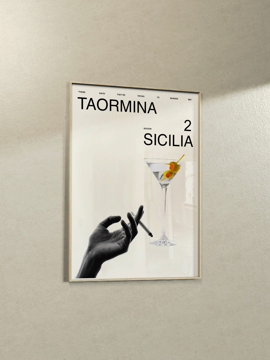 Taormina Sicilia White Lotus Season 2 Martini Quote Art Poster