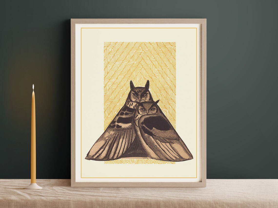 Vintage Art Deco Owls, Antique Bird Art Print - Image 2