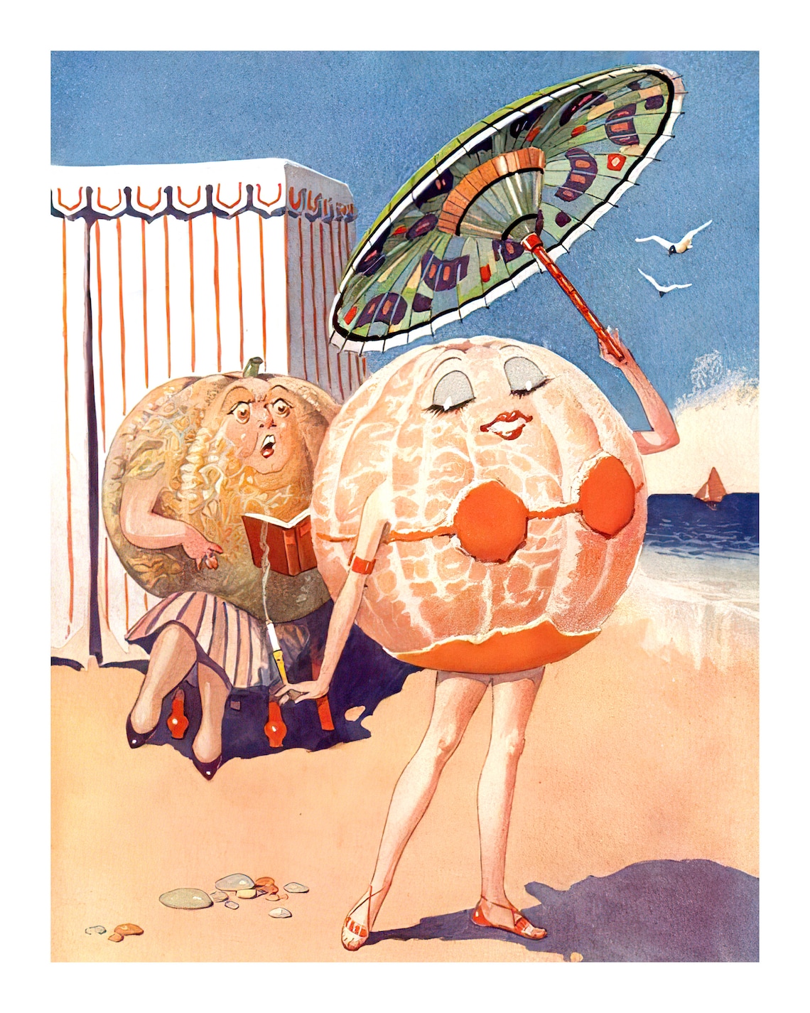 Vintage Anthropomorphic Orange Woman, Kitsch Kitchen Art Print - Image 2