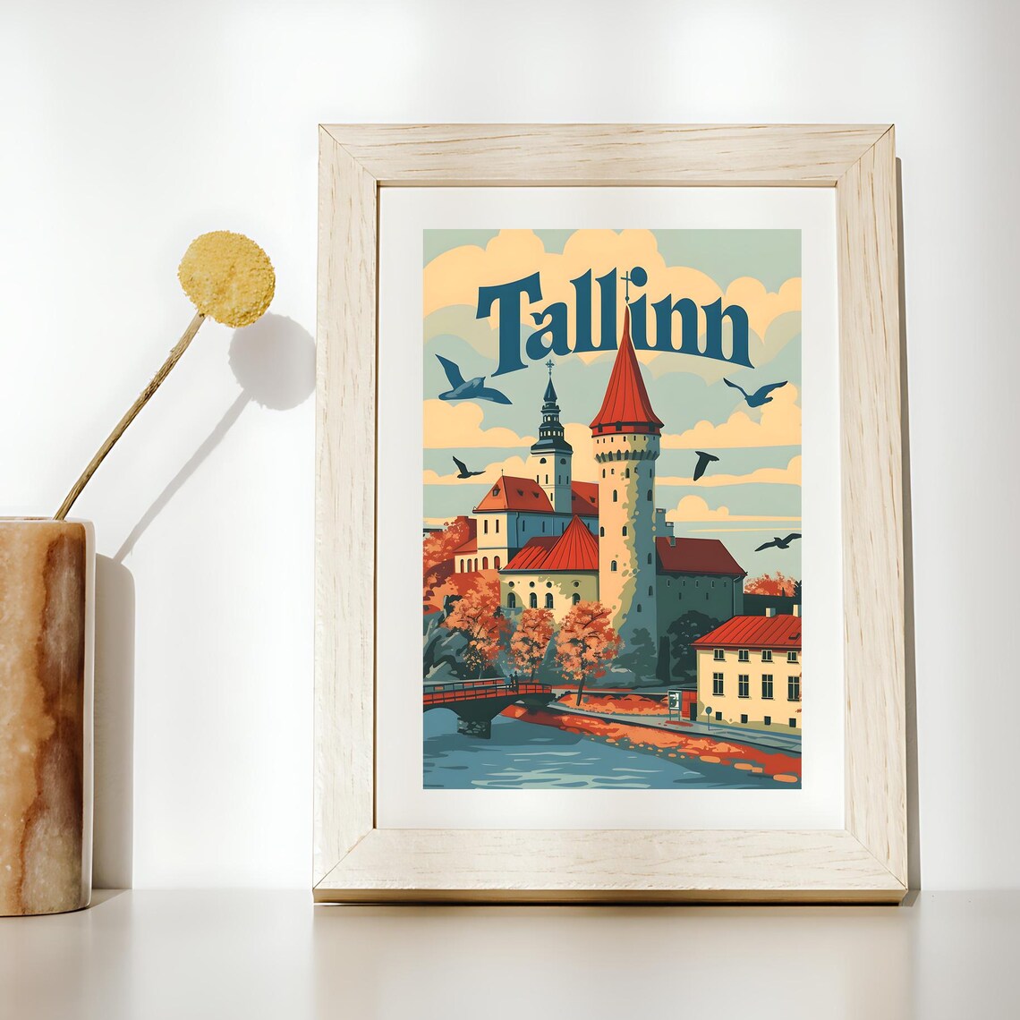 Tallinn Estonia Vintage Travel Poster Medieval Old Town Retro Art