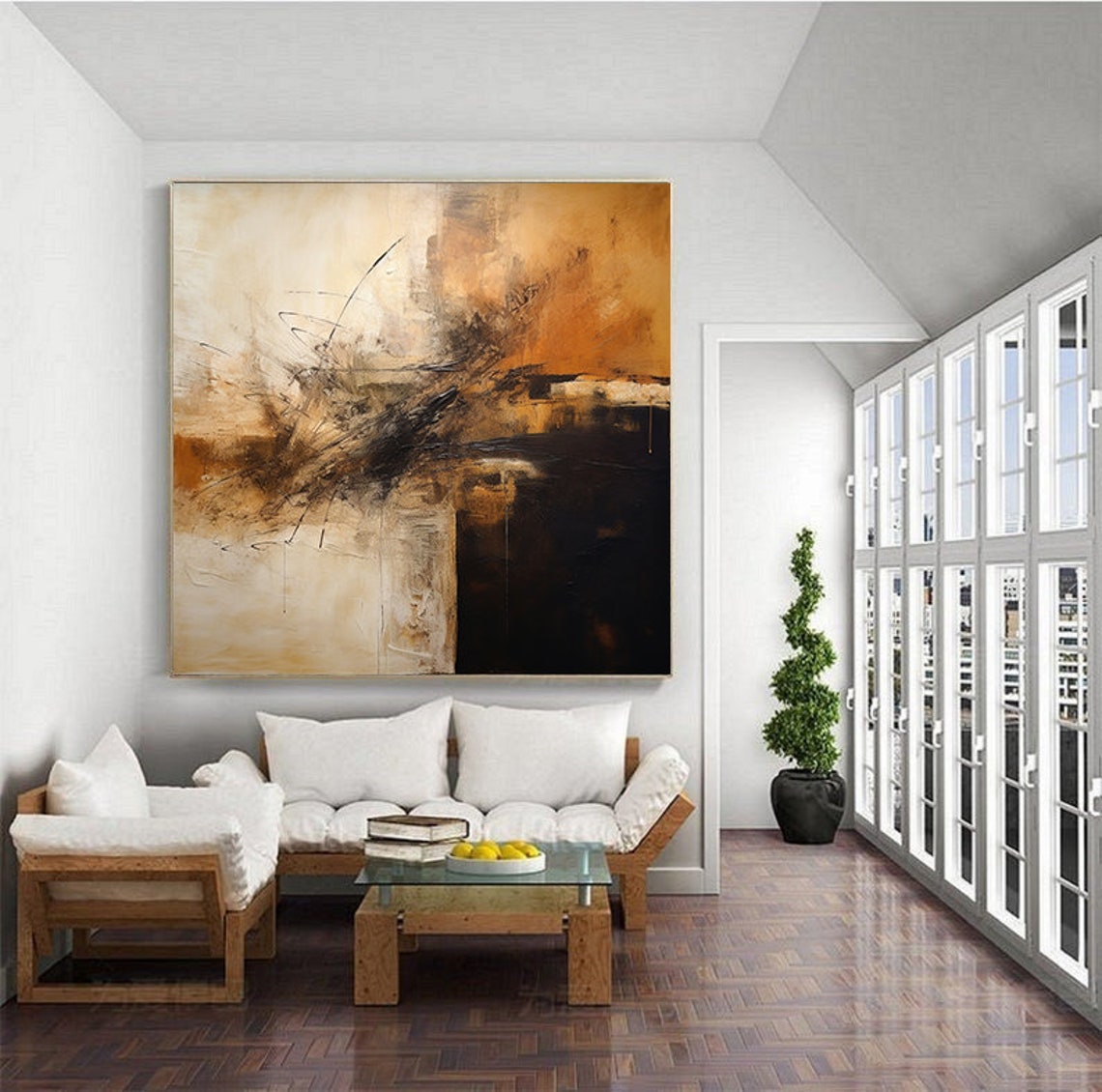 Beige Brown Dark Gestural Earth Tones Abstract Painting Poster - Image 4