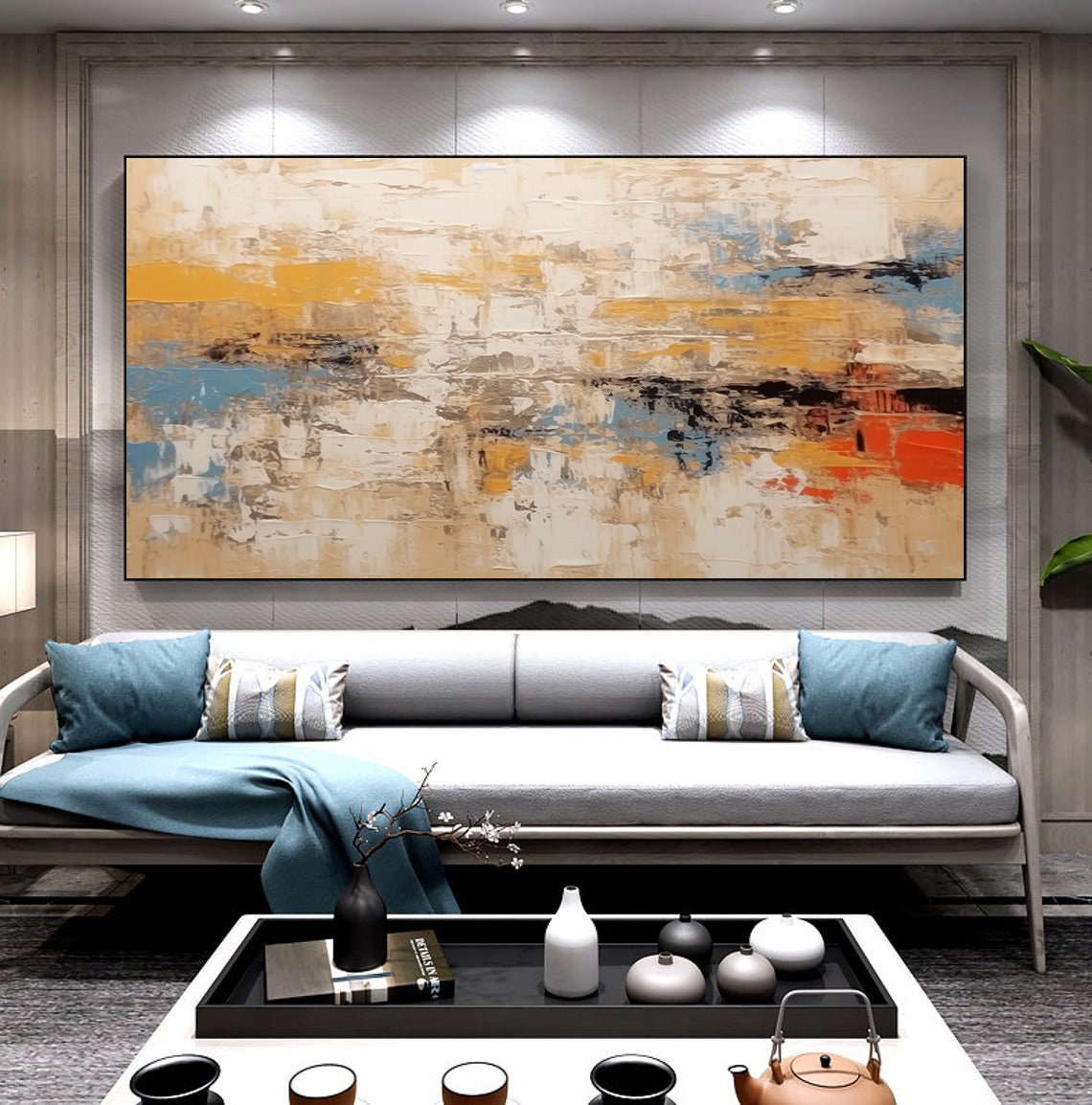 Warm Earthy Beige Orange Abstract Oil Painting Neutral Decor Poster - Image 6
