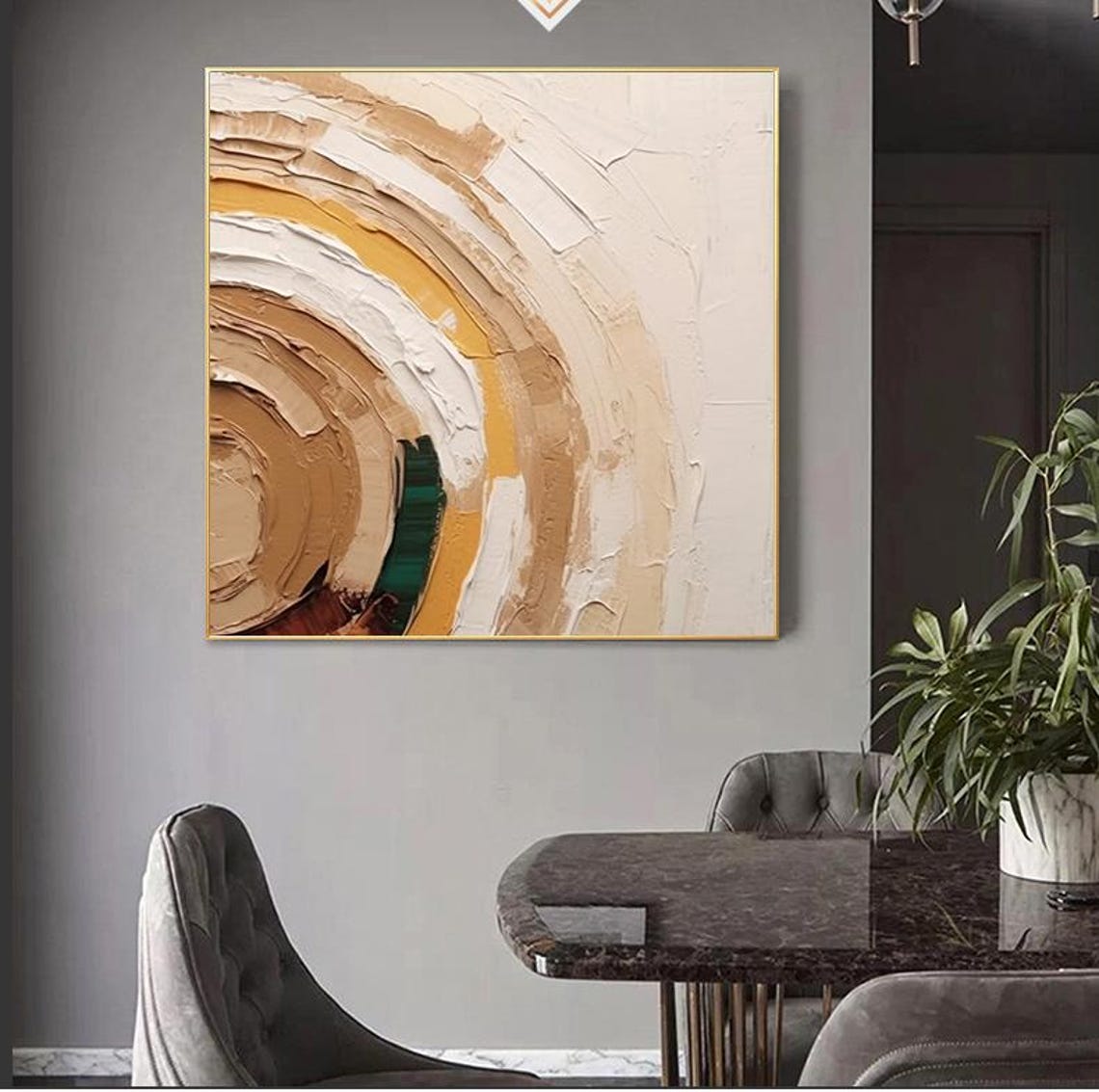Beige Brown Arch Circular Minimalist Abstract 3D Textured Wall Poster - Image 7