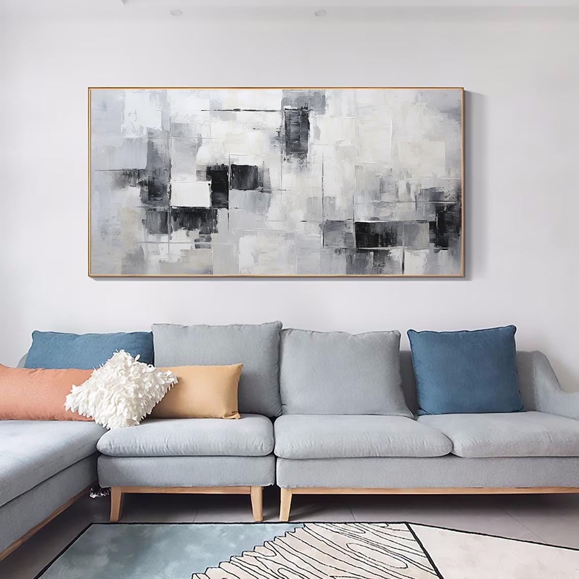 Grey White Black Minimalist Geometric Blocks Modern Decor Poster - Image 5