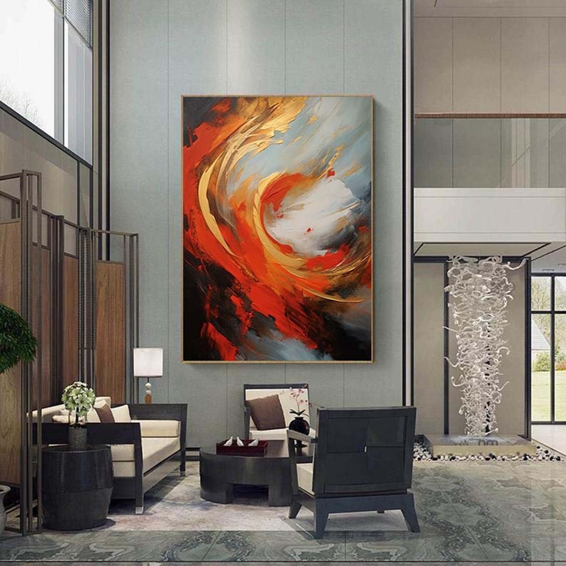 Fiery Red And Orange Swirling Vortex Abstract Painting Poster - Image 6