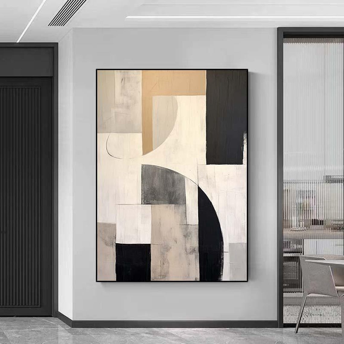 Beige Black Cream Geometric Arch Minimalist Gallery Wall Poster - Image 5