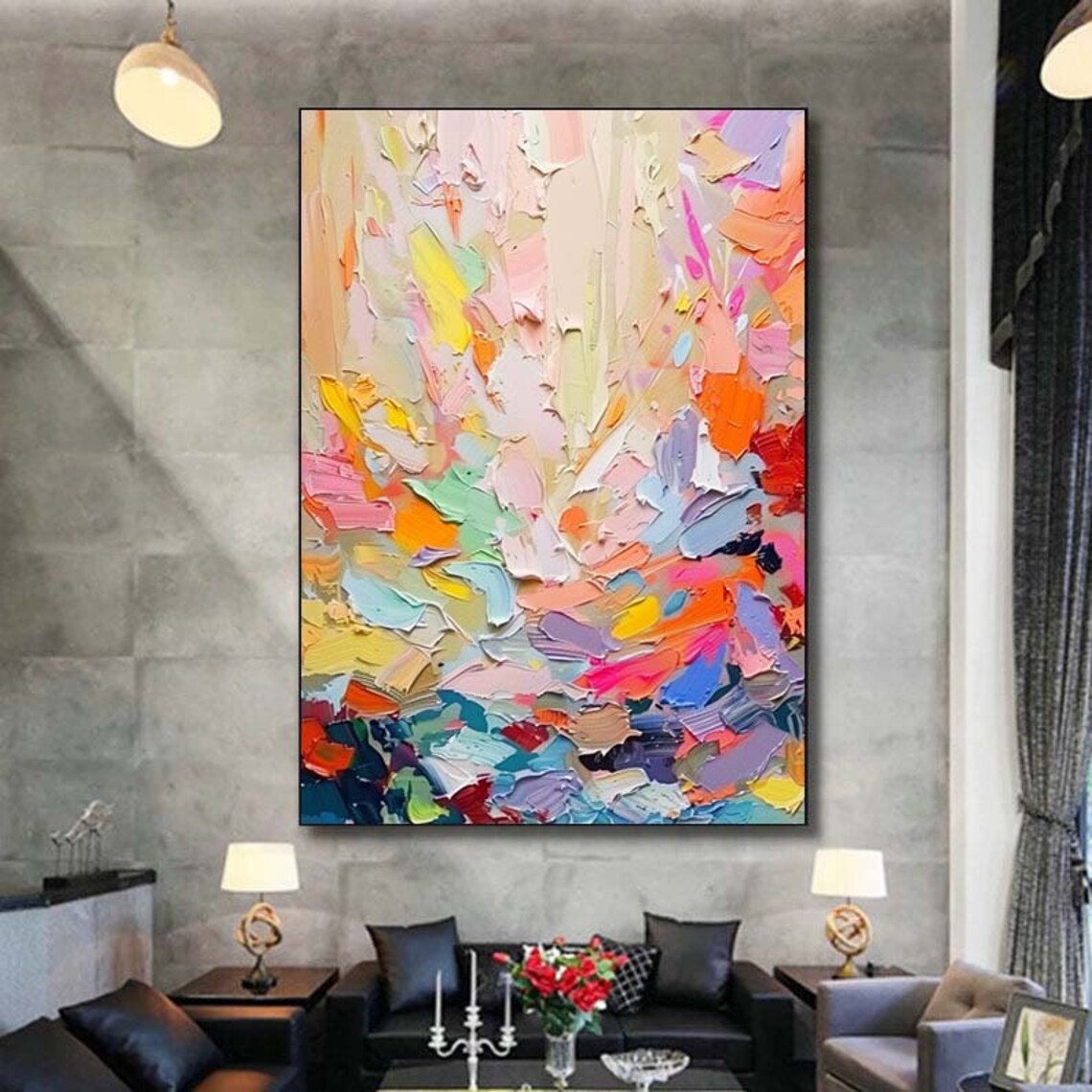 Colorful Knife Abstract Painting, Modern Art Print - Image 2