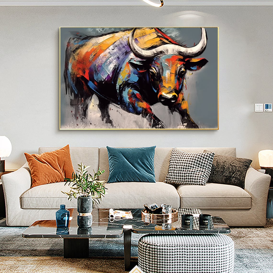 Colorful Bull Art Print, Highland Cow Animal Decor - Image 2