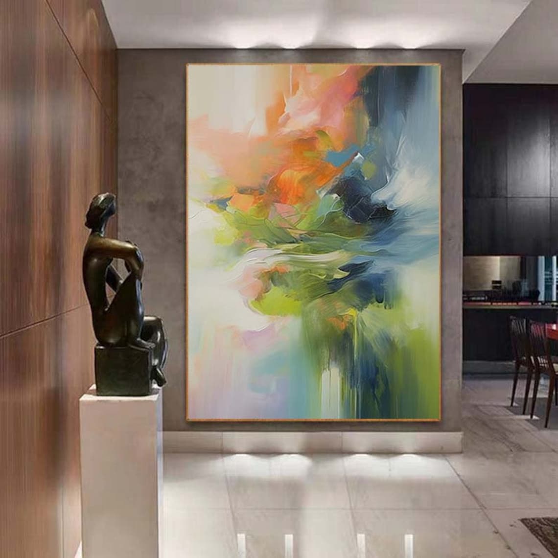 Peach Green Blue Soft Watercolor Blend Dreamy Abstract Poster - Image 7
