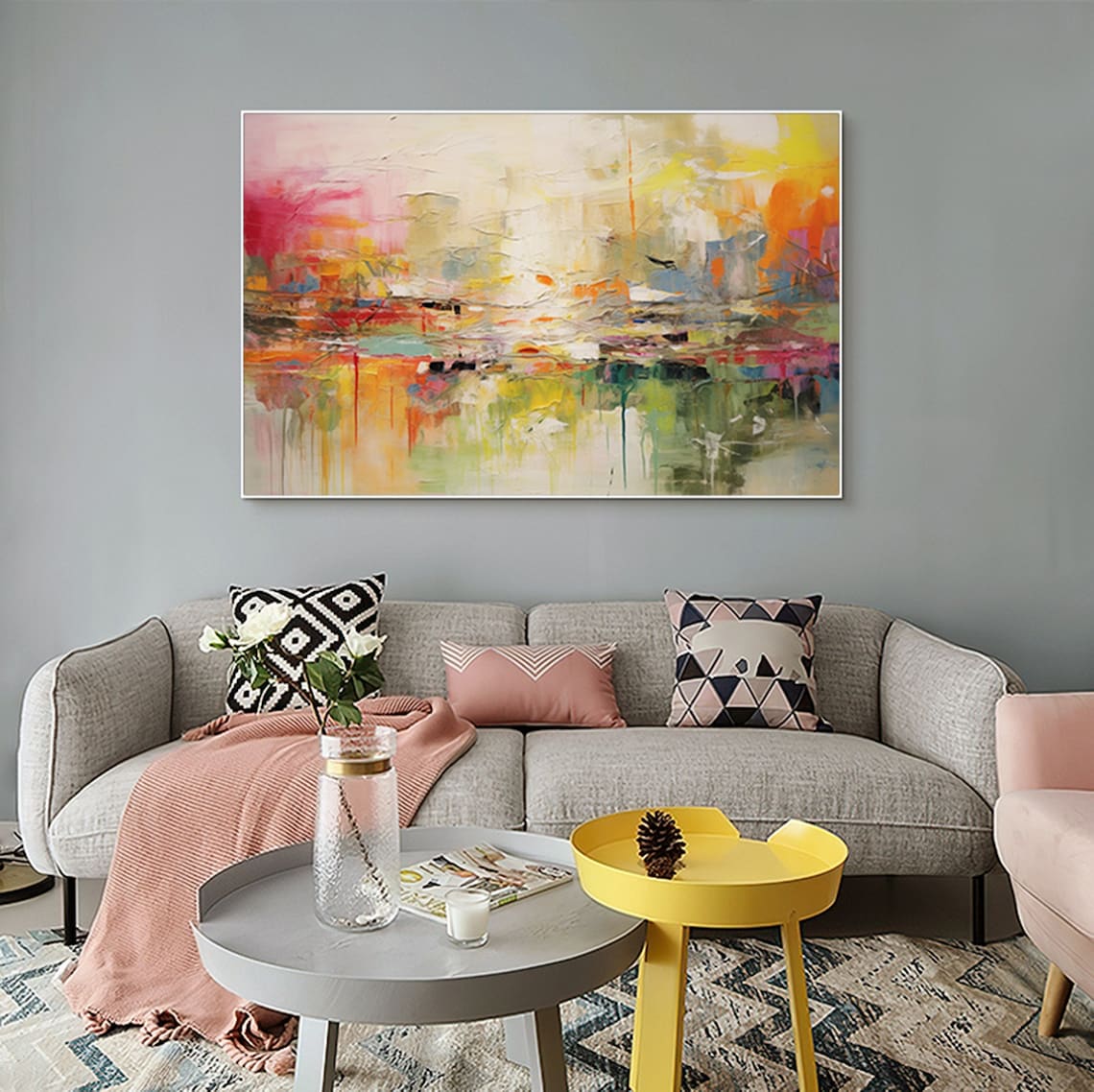 Colorful Abstract Art Print, Modern Living Room - Image 3