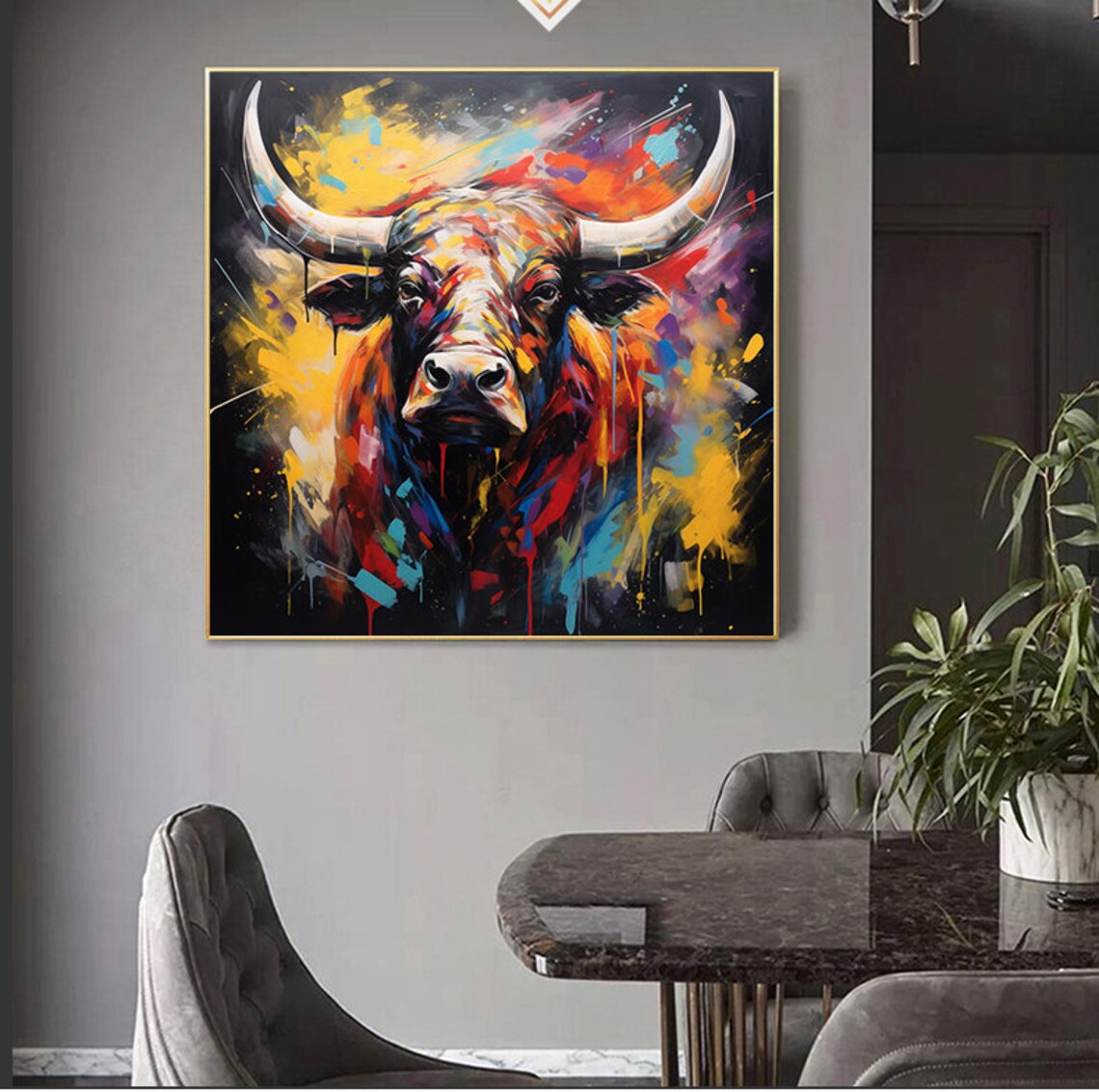 Bull Abstract Art Print, Abstract Modern Animal - Image 4