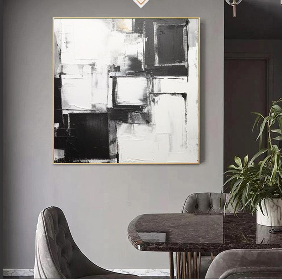 Black and White Geometric Block Abstract Modern Style Poster - Image 7