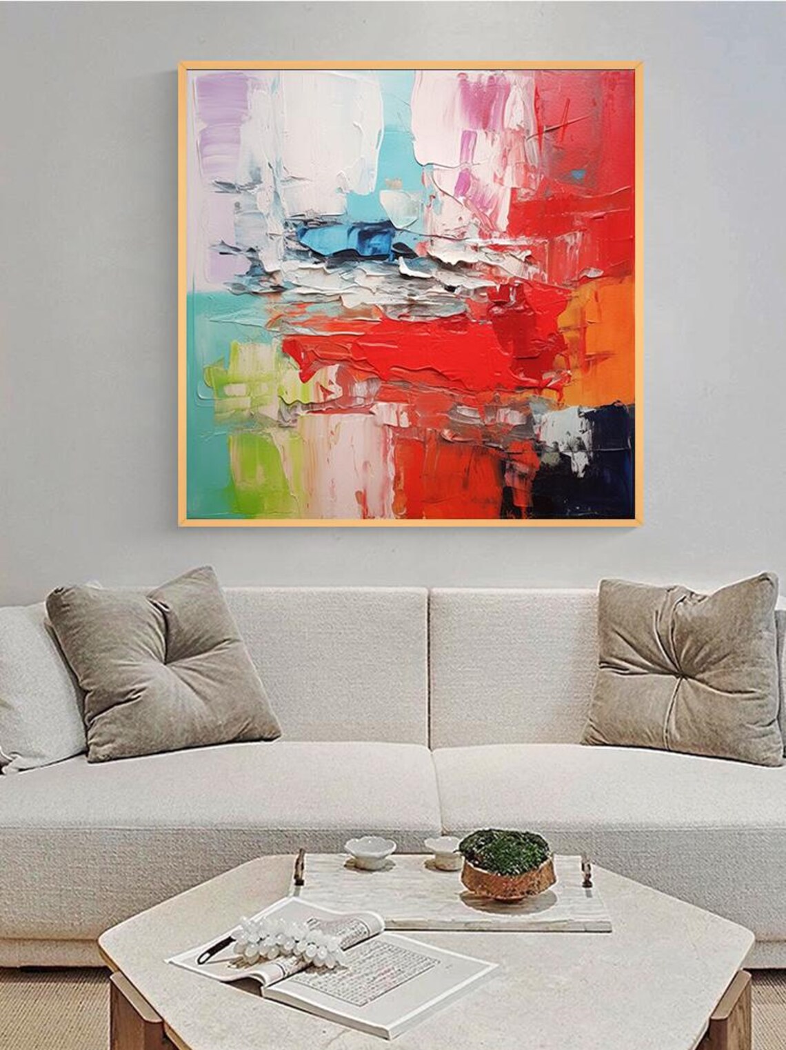 Vibrant Palette Knife Abstract Color Block Modern Painting Poster - Image 5