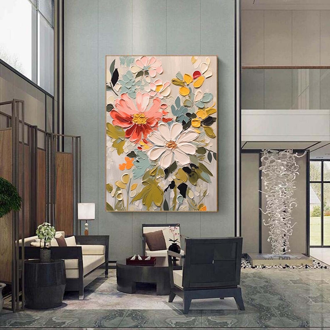 Abstract Flower Oil-Painting-Style Art Print, Boho - Image 3
