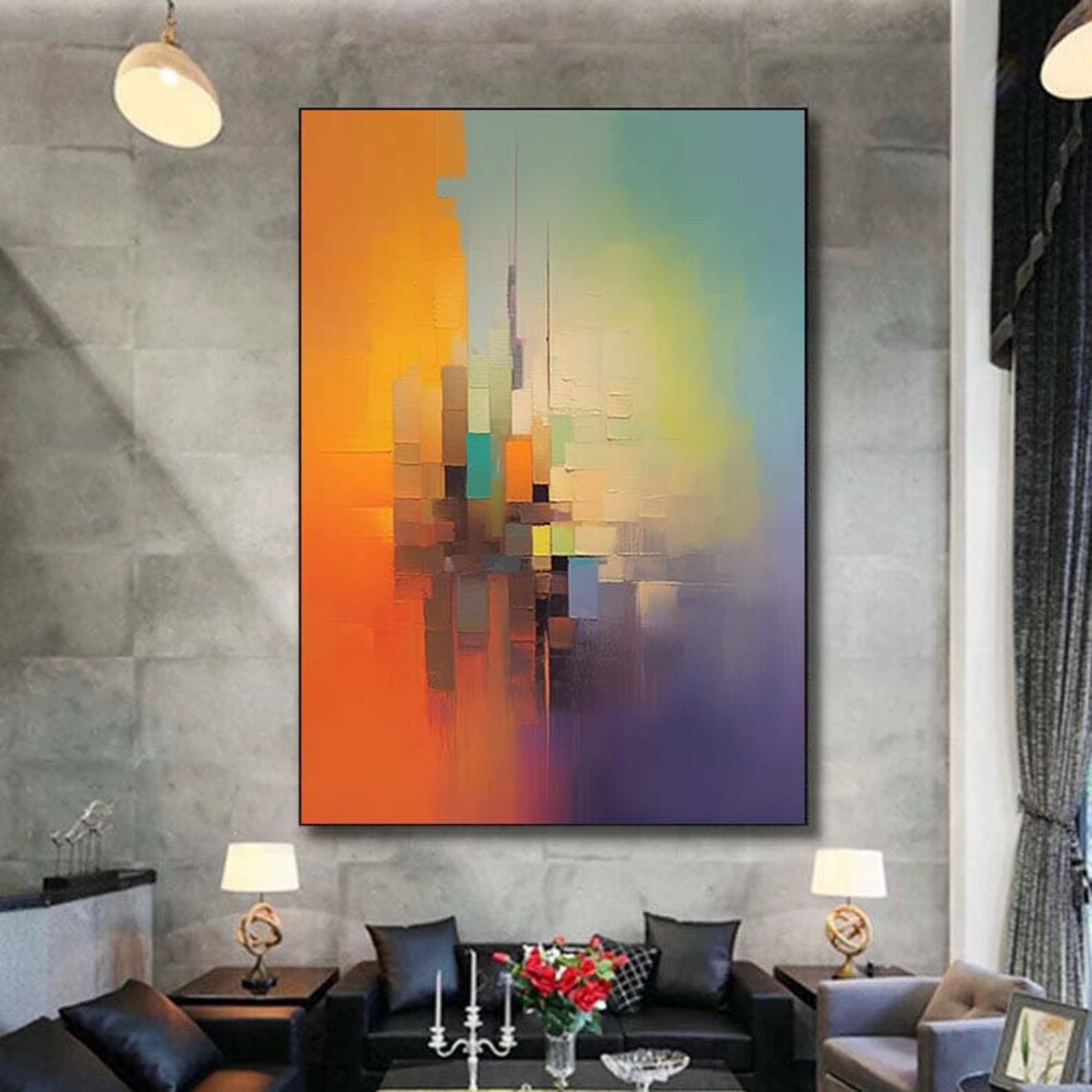 Rainbow Geometric Abstract Art Print, Living Room - Image 6