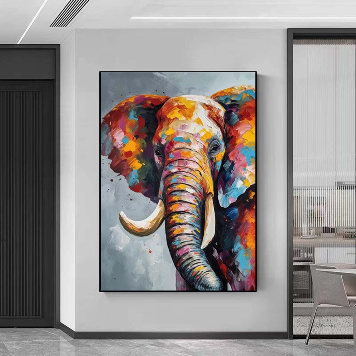 Colorful Elephant Head Rainbow Impasto Animal Portrait Safari Poster - Image 4