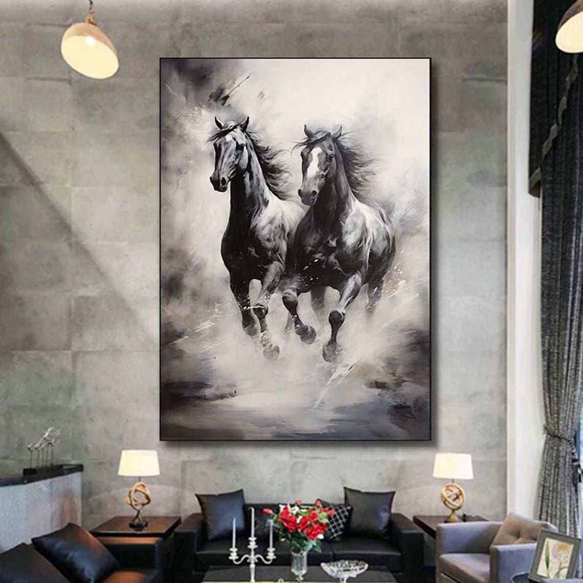 Large Impressionist Horse Oil Painting On Horse Oil Painting Horse Wall Art Horse Abstract Painting Running Horse Painting Home Decor - Image 7