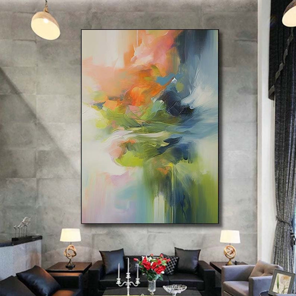 Peach Green Blue Soft Watercolor Blend Dreamy Abstract Poster - Image 6