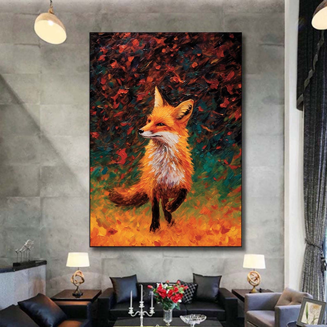 Red Fox in Autumn Forest Impressionist Wildlife Painting Poster - Image 7