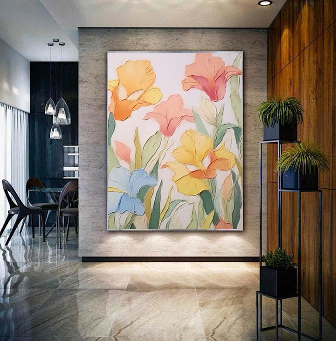 Pastel Iris Floral Impasto Painting Spring Bloom Wall Poster - Image 3