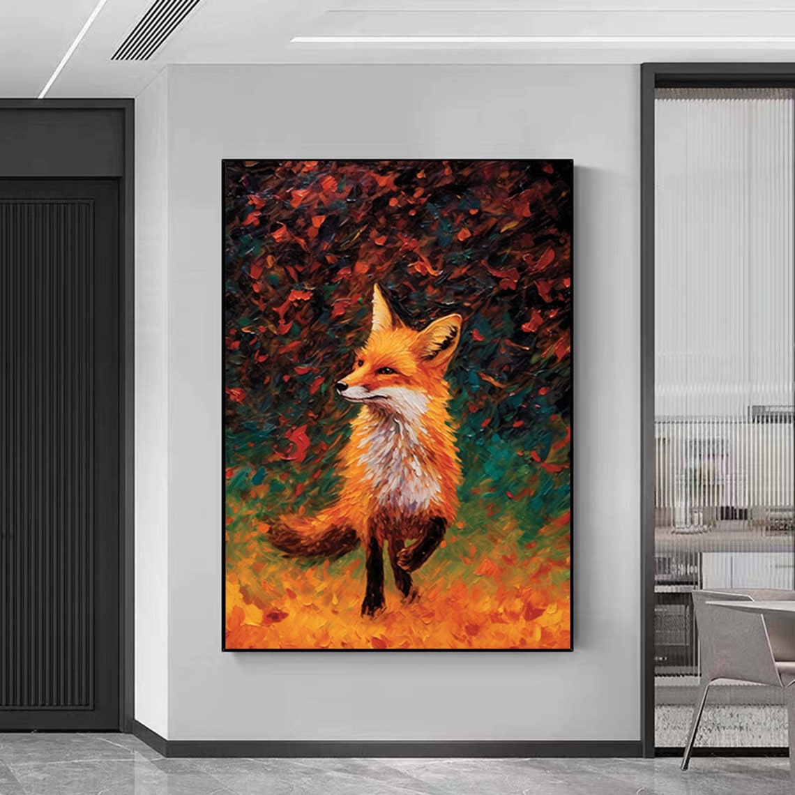 Red Fox in Autumn Forest Impressionist Wildlife Painting Poster - Image 6