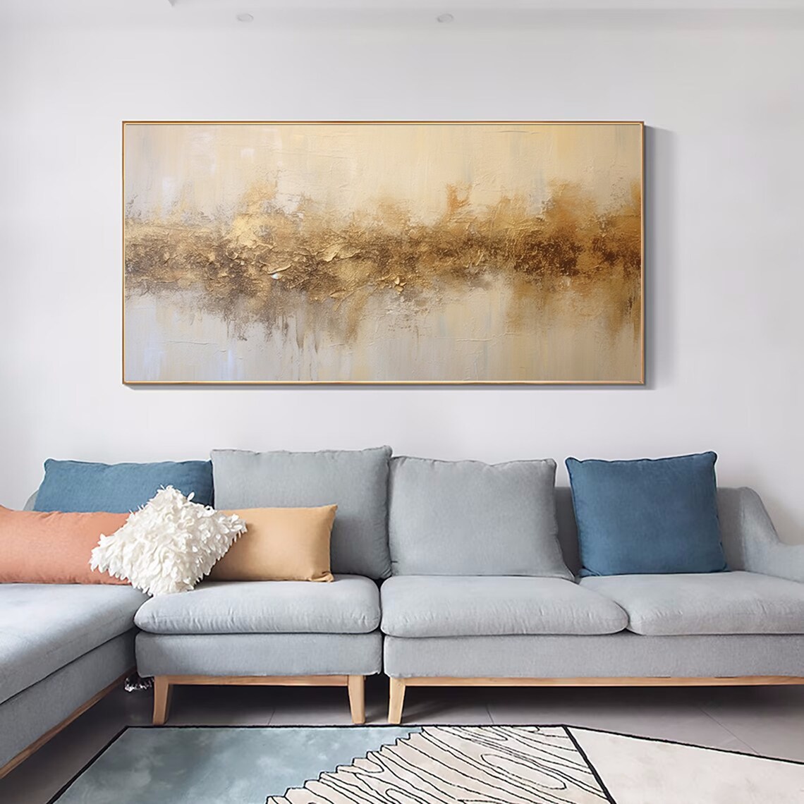 Beige Gold Abstract Painting, Modern Wall Art Print - Image 5