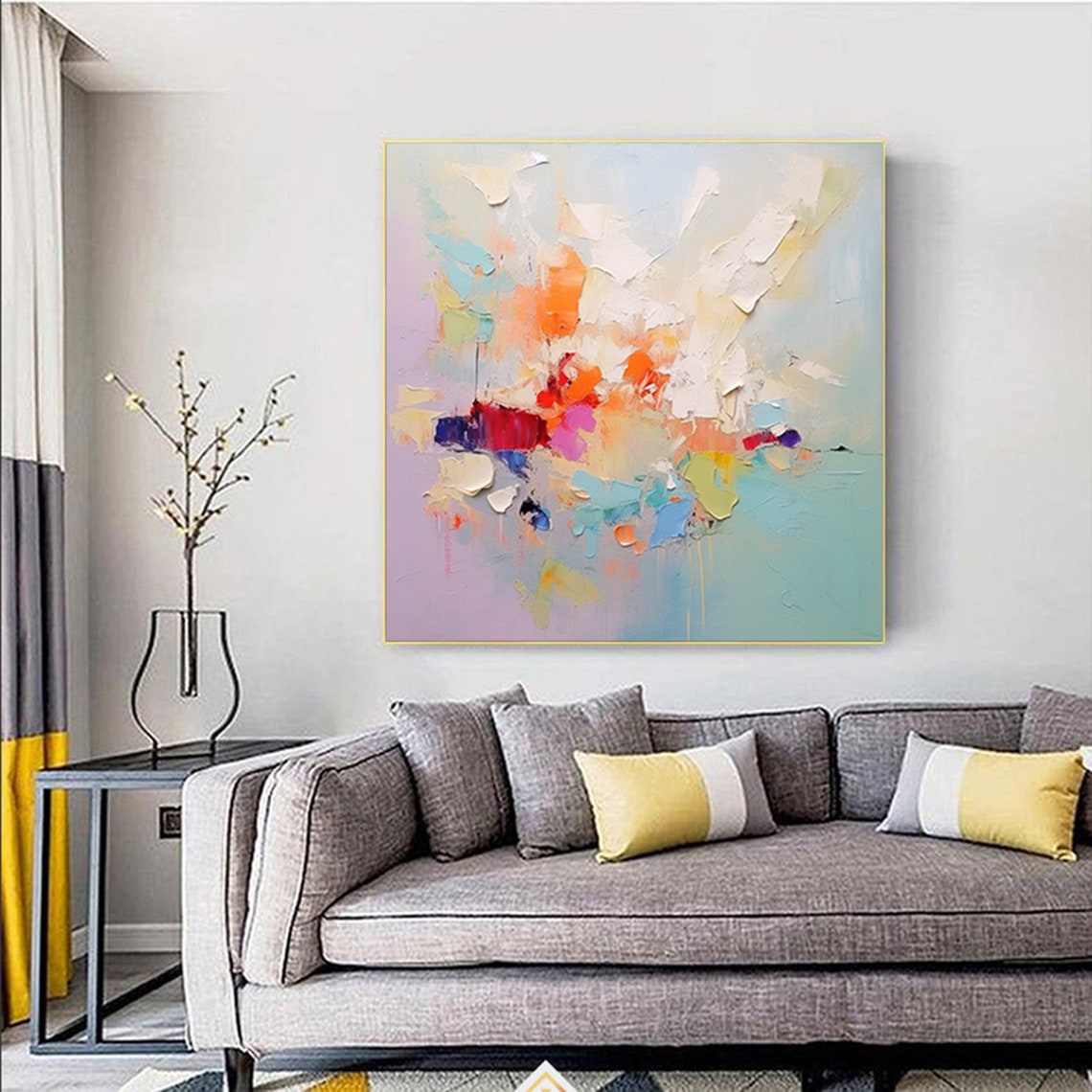 Pastel Confetti Splash Abstract Impasto Modern Painting Poster - Image 4