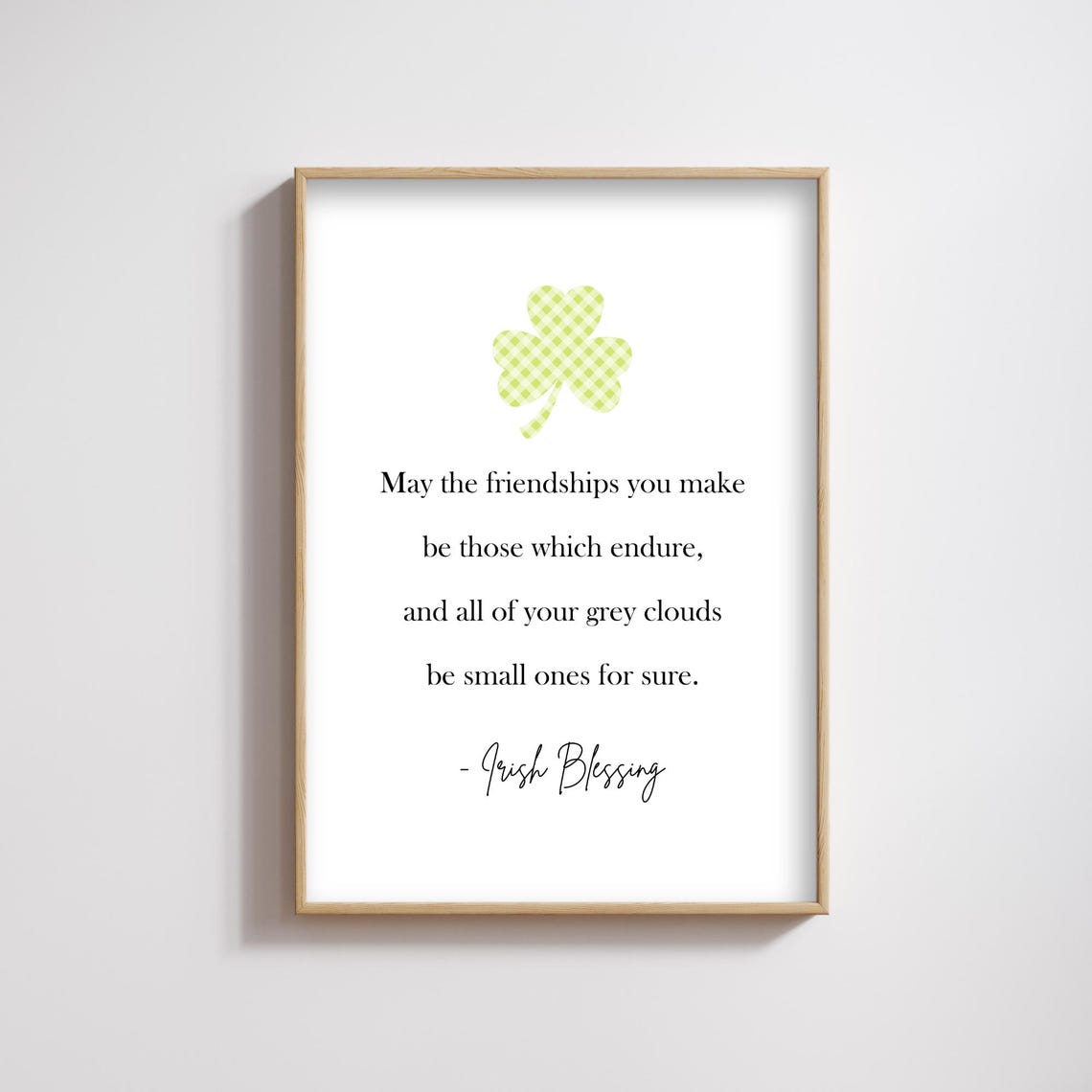 Irish Blessing Gingham Shamrock Friends Endure Sweet Quote Poster - Image 3