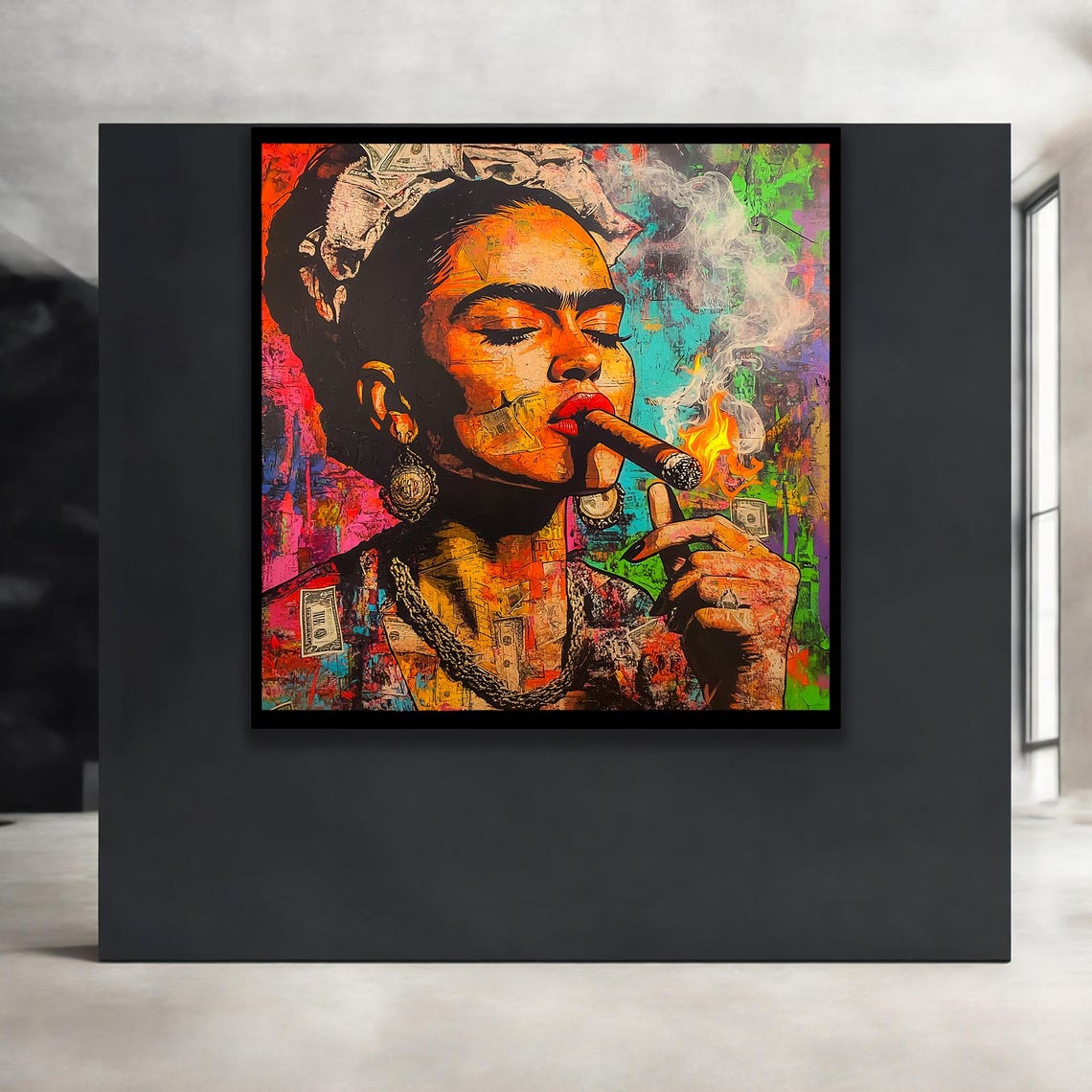 Frida Inspired Wall Art Colorful Pop Canvas Bold Feminine Home Decor