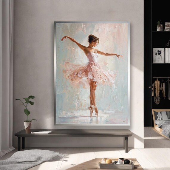Ballet Dancer in Blush Tutu Soft Pastel Impressionist Painting Poster