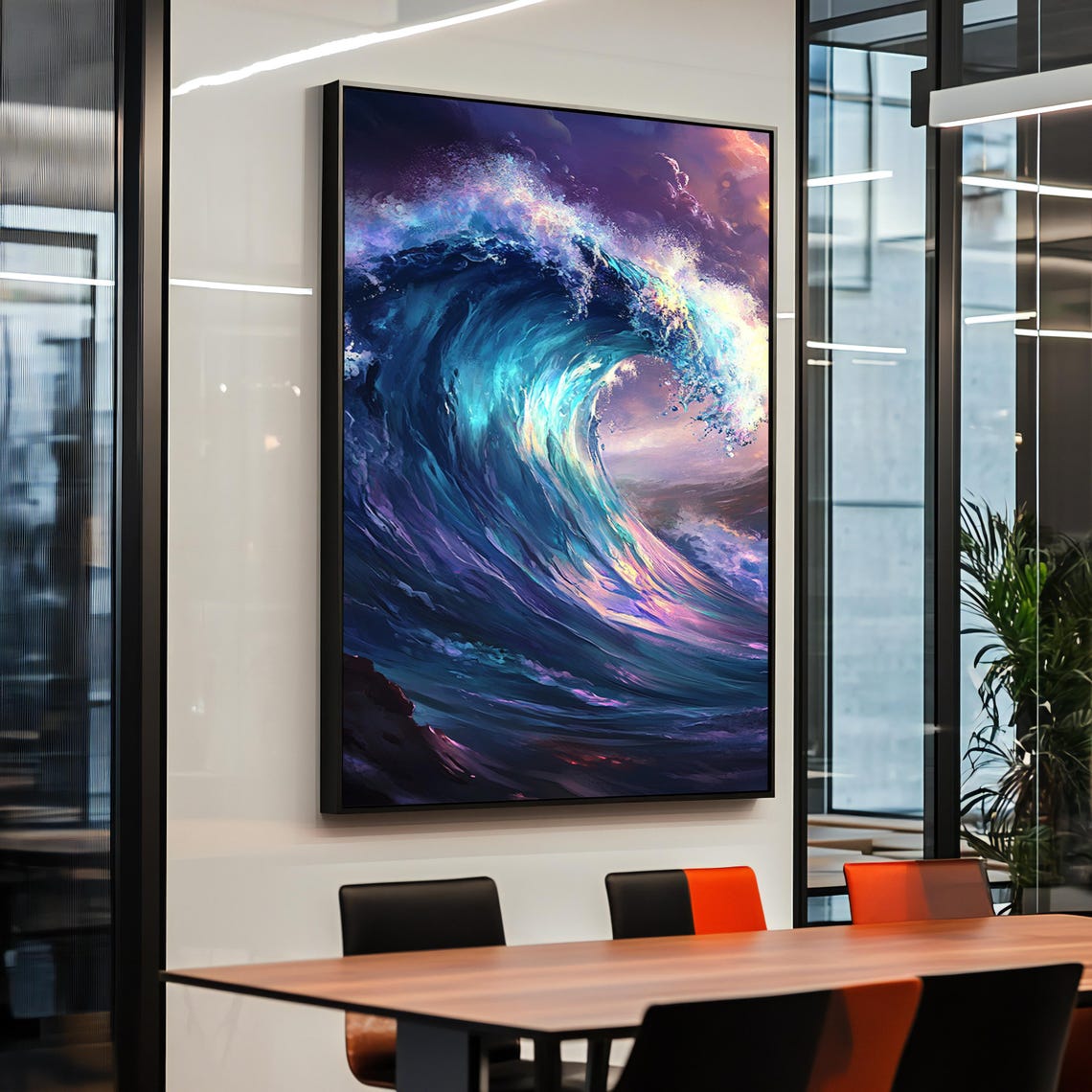 Framed Ocean Wave Art Print Abstract Seascape Wall Decor