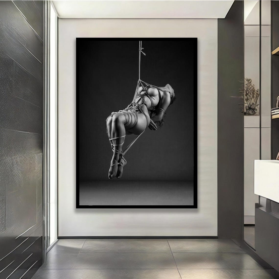 Shibari Rope Art Black and White Fine Art Photography Poster