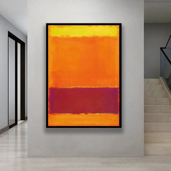 Minimal Abstract Art Print Orange Red Yellow Modern Wall Decor Large Canvas Painting