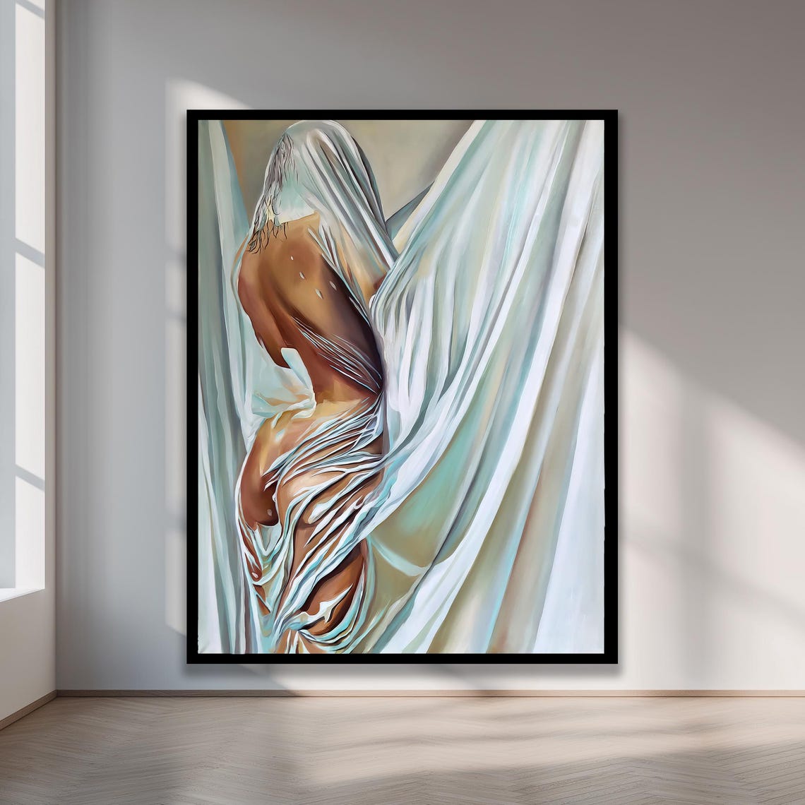 Graceful Silhouette Elegant Abstract Nude Canvas Art