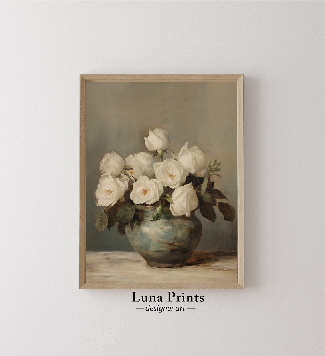 Vintage Roses Painting, Floral Still Life Poster Print