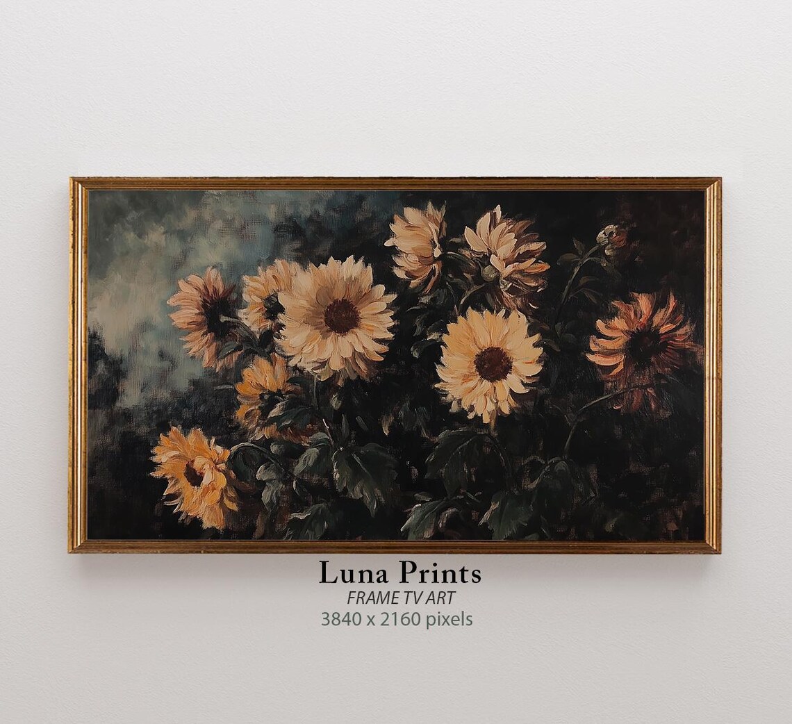 Dark Fall Chrysanthemum Art Print, Moody Floral