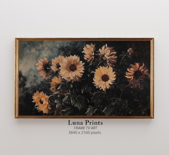 Dark Fall Chrysanthemum Art Print, Moody Floral
