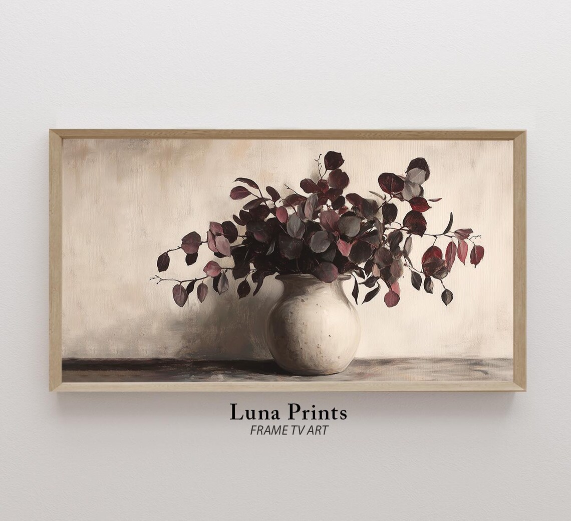 Autumn Floral Eucalyptus Wall Art Print, Vintage