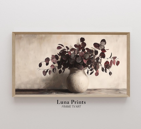 Autumn Floral Eucalyptus Wall Art Print, Vintage