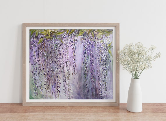 Wisteria Purple Impressionist Art Print by Katie Jobling