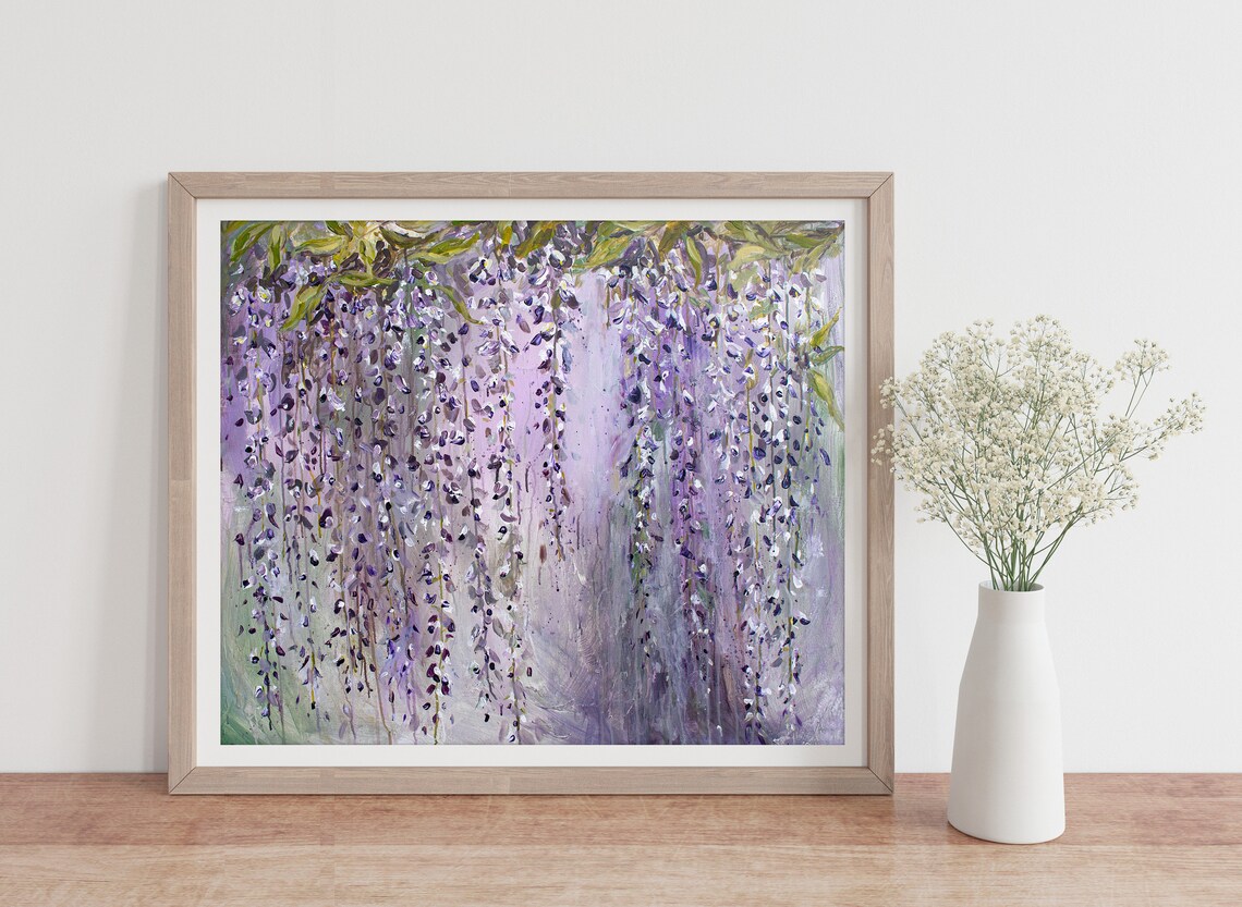 Wisteria Purple Impressionist Art Print by Katie Jobling