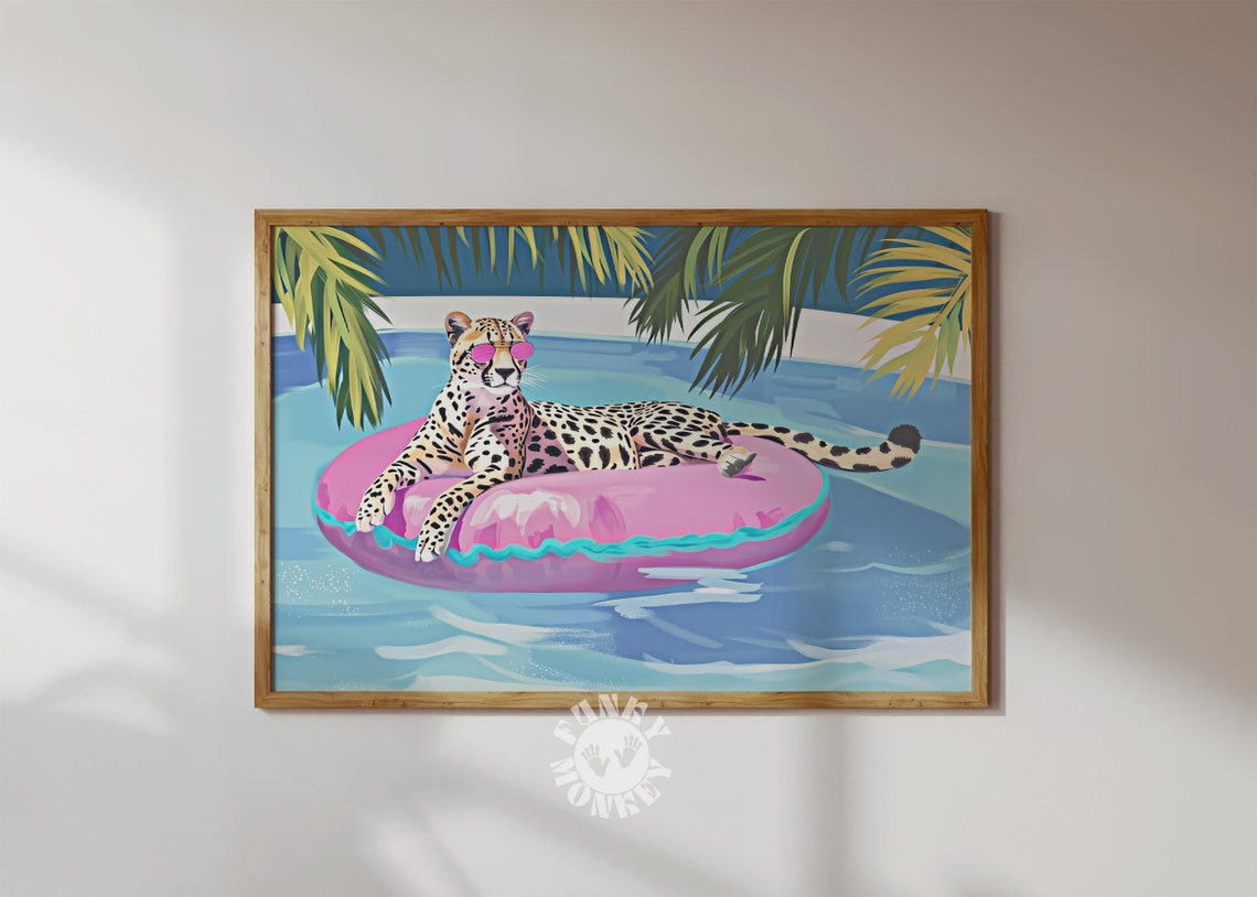 Leopard Sunglasses Pool Float Pink Inflatable Summer Fun Poster - Image 2