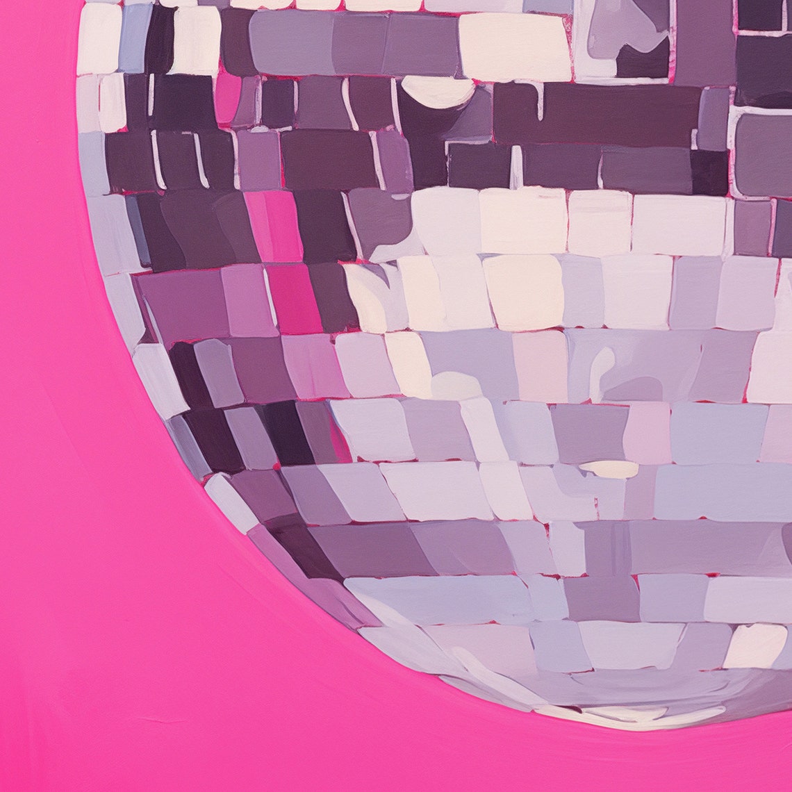 Disco Ball Painted Close-Up Hot Pink Dopamine Celebration Poster